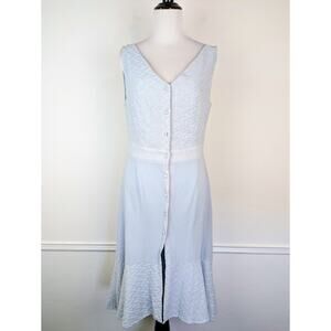 Esley Dress Midi Floral Embroidered Cottagecore Prairie Western Boho Blue Size M